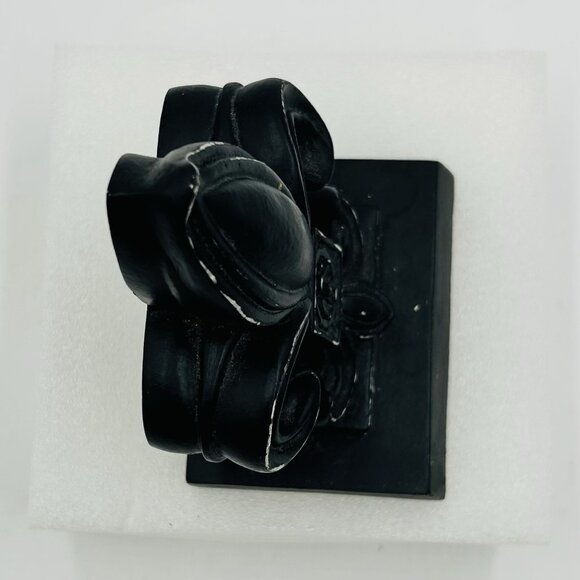 Sicura Italian Designs Fleur De Lis Bookend Wooden Crackled Black One-Piece - Picture 7 of 8